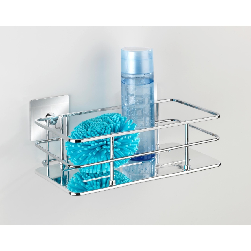 WENKO 23854800-Polica TURBO-LOC QUADRO ED. 24x14,5 cm nerjaveče jeklo/sijaj, krom