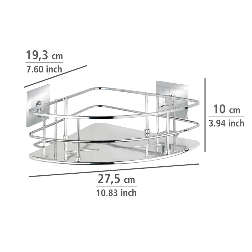 WENKO 23856800-Polica TURBO-LOC QUADRO ED. 27,5x19,3 cm nerjavno jeklo/sijajni krom