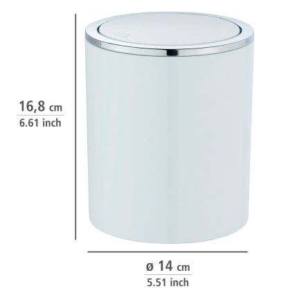 WENKO 23930100 - Koš INCA 14x16,8 cm bela/sijajni krom