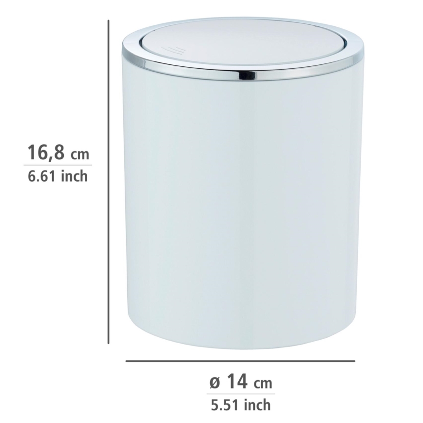 WENKO 23930100 - Koš INCA 14x16,8 cm bela/sijajni krom