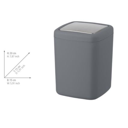WENKO 23979100 - Koš za smeti BARCELONA 15x20 cm antracit/lesketajoč krom