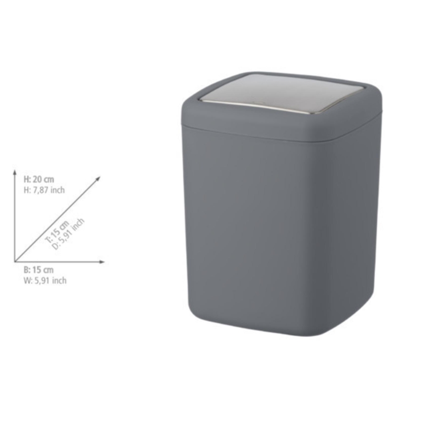 WENKO 23979100 - Koš za smeti BARCELONA 15x20 cm antracit/lesketajoč krom
