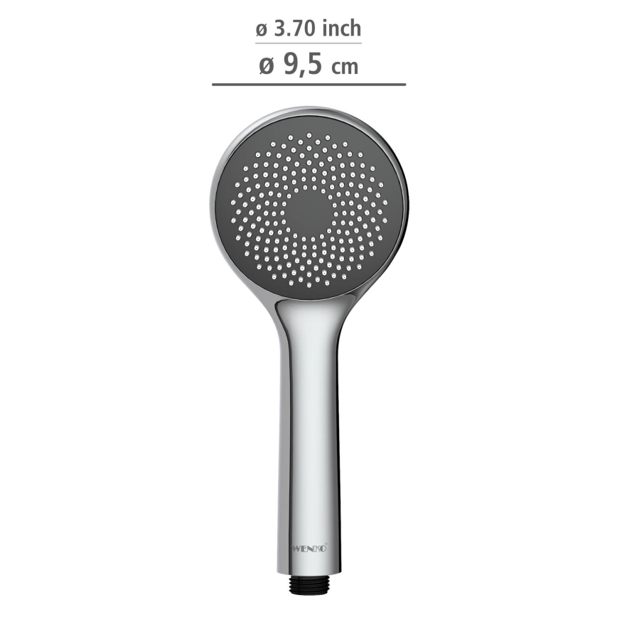 WENKO 23991100 - Tušna glava WATERSAVING SYSTEM 9,5 x 9,5 cm sijajni krom/siva