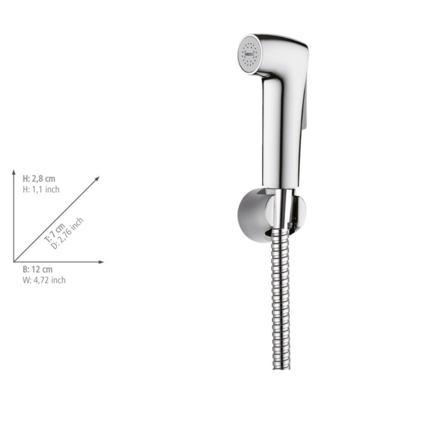 WENKO 23999100 - Komplet za bide SISTEM VARČEVANJA Z VODO 12x7 cm sijajni krom/srebrna