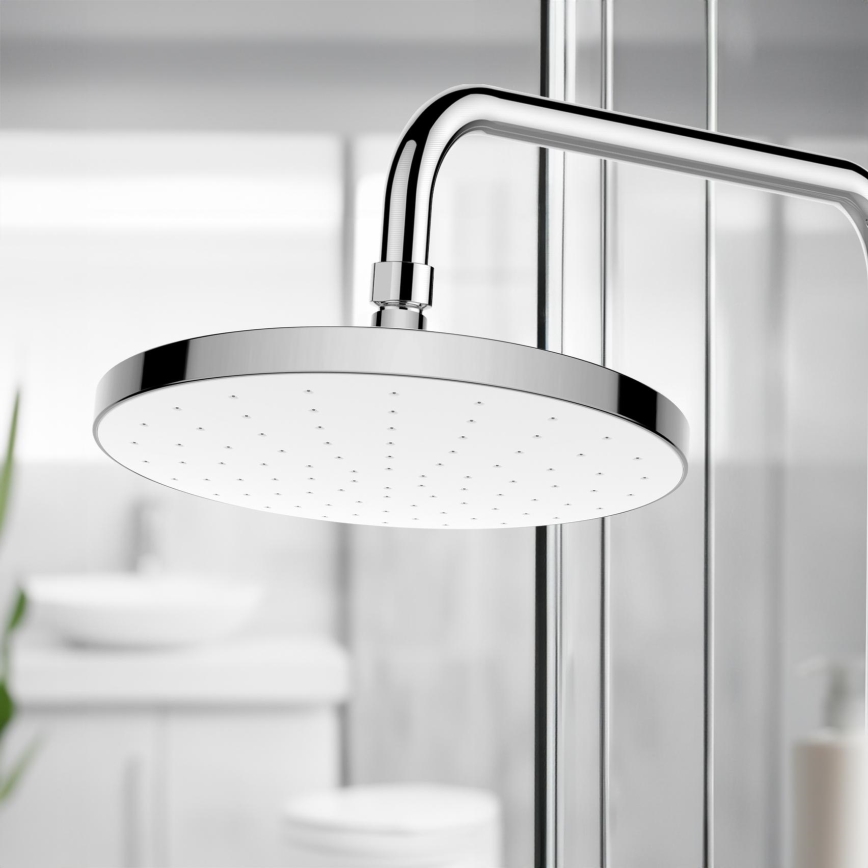 WENKO 24000100-Tuš glava z avtomatskim čiščenjem 22,5x22,5 cm sijajni krom/bela