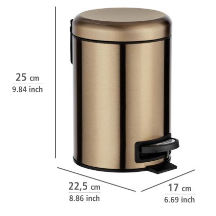 WENKO 24036100 - Koš LEMAN 17x25 cm nerjaveče jeklo/medena/črna