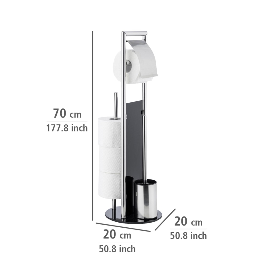 WENKO 24075800 - komplet za WC RAVINA 20x707 cm iz nerjavečega jekla/srebrna/črna
