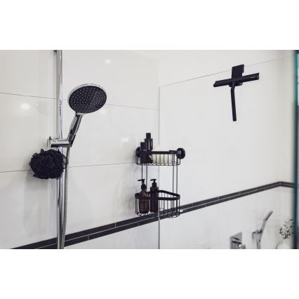 WENKO 24171100 - Strgalo za tuš MOLA 21x24,5 cm nerjaveče jeklo/črna