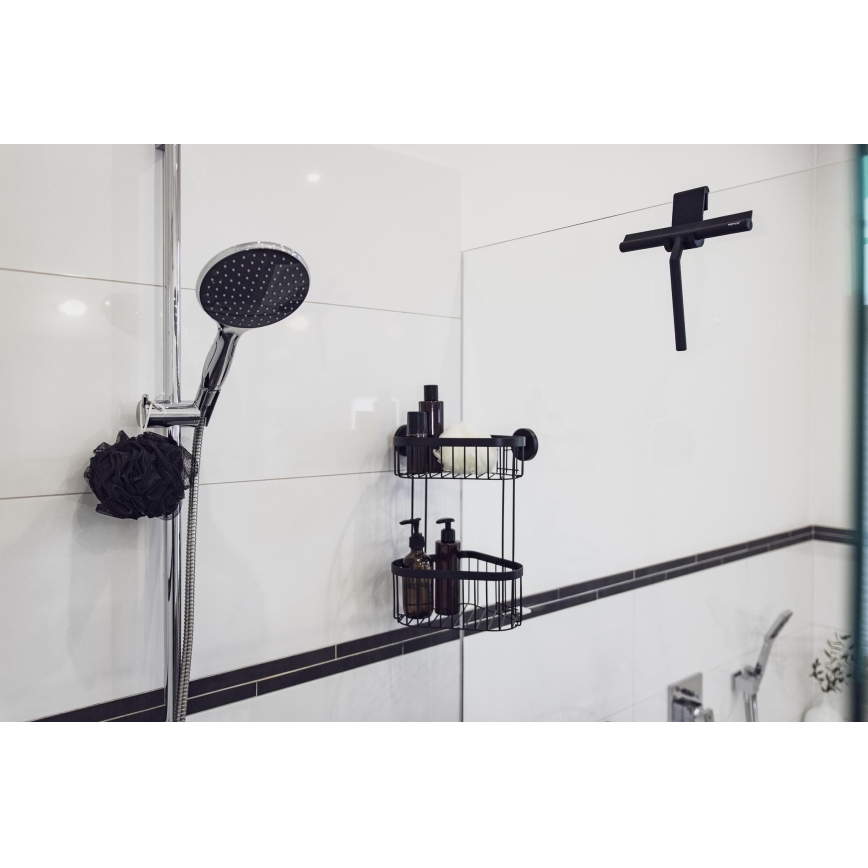 WENKO 24171100 - Strgalo za tuš MOLA 21x24,5 cm nerjaveče jeklo/črna