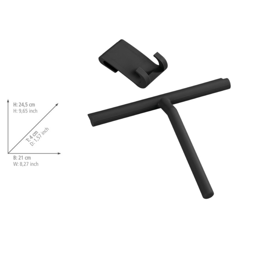 WENKO 24171100 - Strgalo za tuš MOLA 21x24,5 cm nerjaveče jeklo/črna