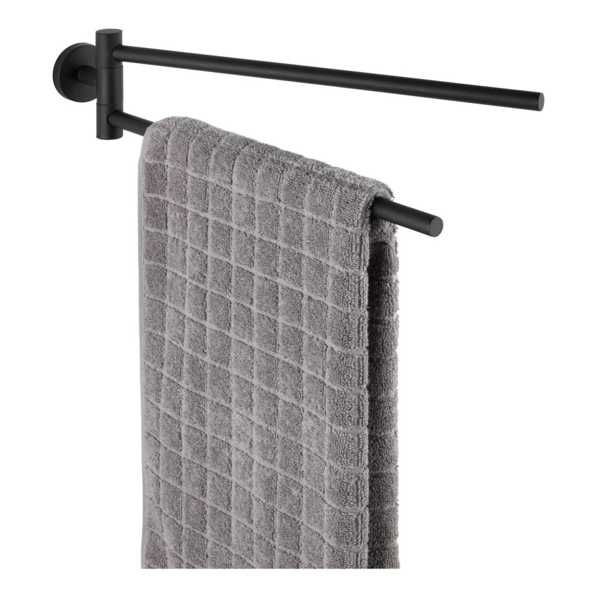 WENKO 24238100-Držalo za brisače BOSIO BLACK 5,5x43 cm nerjaveče jeklo/srebrno
