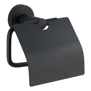 WENKO 24241100-Držalo za toaletni papir BOSIO BLACK 15x13,5 cm nerjavno jeklo/srebrna
