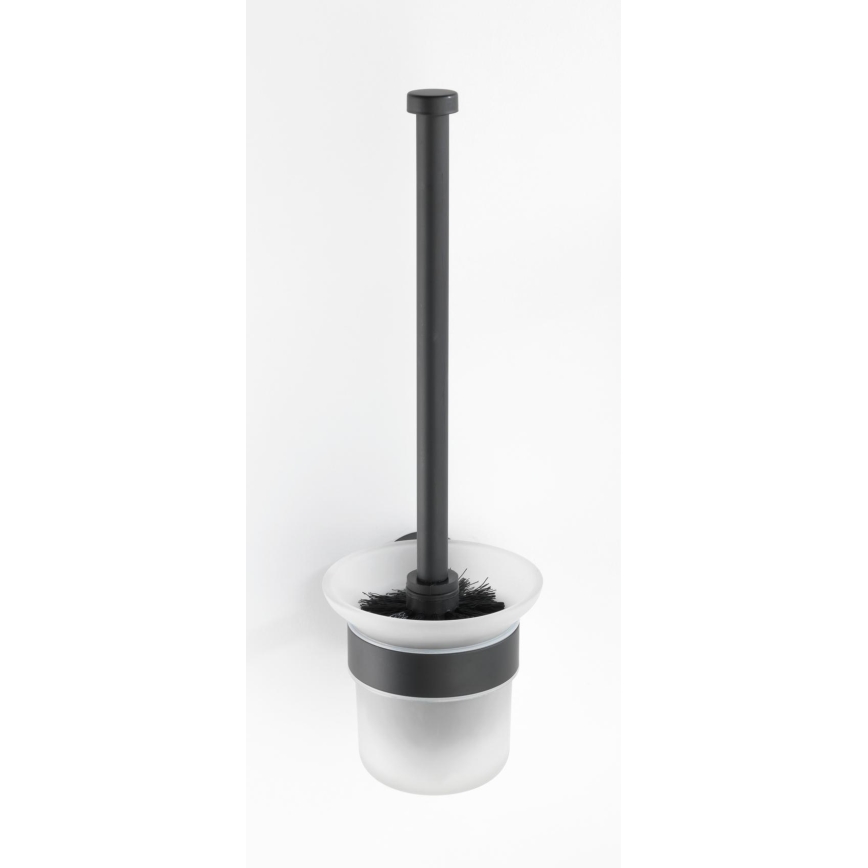 WENKO 24243100-WC krtača za WC BOSIO BLACK 10x35 cm nerjavno jeklo/srebrna/saten