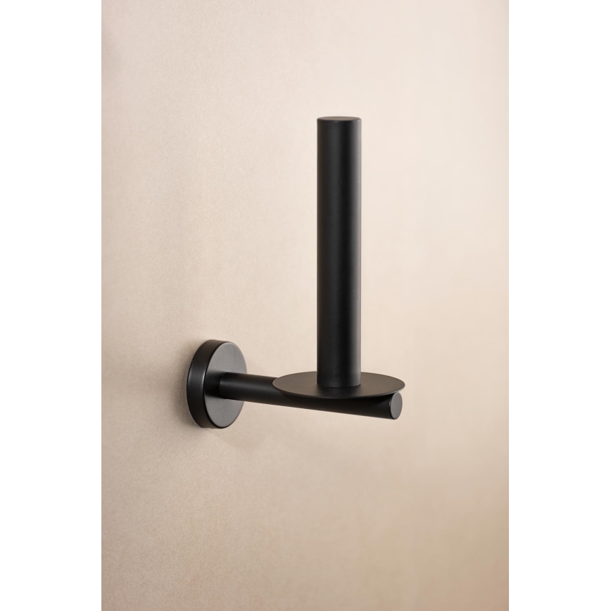 WENKO 24262100-Nosilec toaletnega papirja BOSIO BLACK 8x18 cm nerjaveče jeklo/srebrna