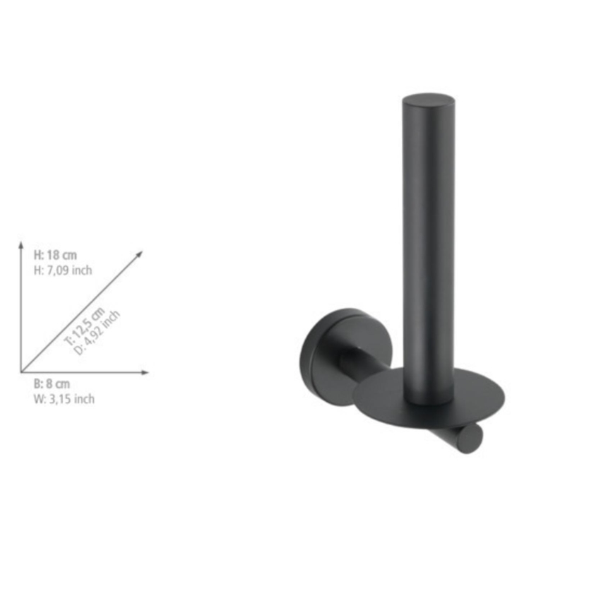 WENKO 24262100-Nosilec toaletnega papirja BOSIO BLACK 8x18 cm nerjaveče jeklo/srebrna