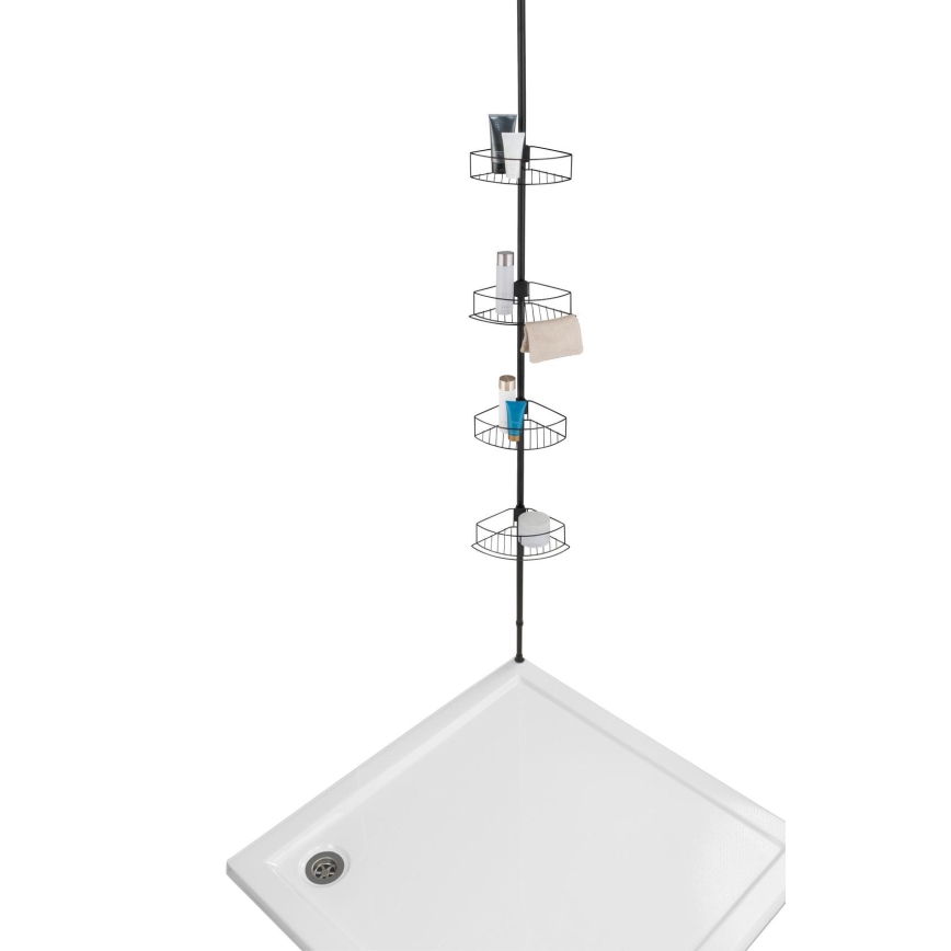 WENKO 24568100-Kotna polica DOLCEDO 31x230 cm iz nerjavečega jekla/črna