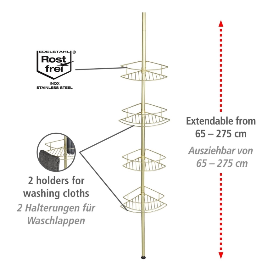 WENKO 24569100-Kotna polica DOLCEDO 31x275 cm zlata