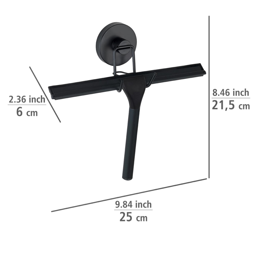 WENKO 24731100-Strgalo za tuš VACUUM-LOC RUND SCHW 24,5x25 cm črno