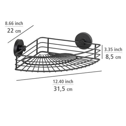 WENKO 24735100-Polica VACUUM-LOC okrogla 35x22,5 cm črna