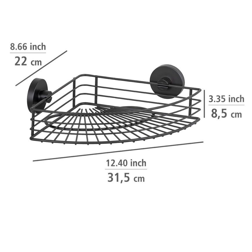WENKO 24735100-Polica VACUUM-LOC okrogla 35x22,5 cm črna