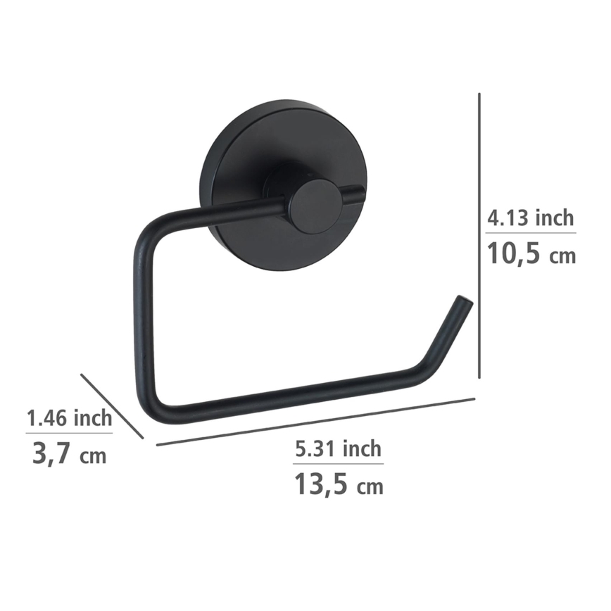 WENKO 24738100 - Okrogel nosilec toaletnega papirja VACUUM-LOC, 13,5 x 10,5 cm, črn