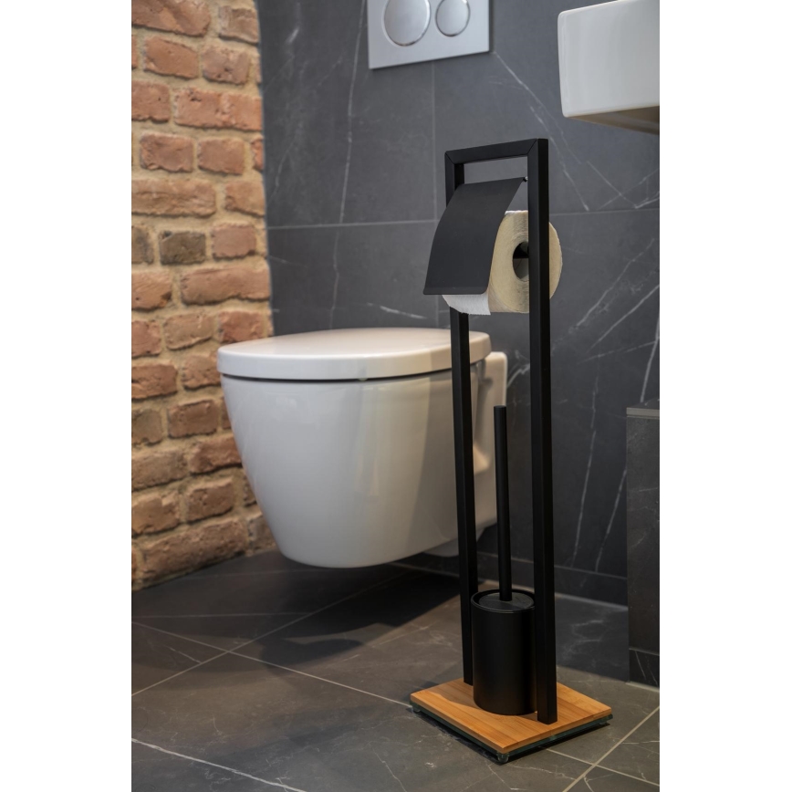 WENKO 24751100 - WC komplet BAMBUSA 18x72,5 cm črna/rjava