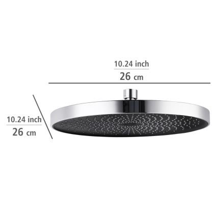 WENKO 24910100 - Tuš glava SOFTWATER 26x26 cm sijajni krom/črna