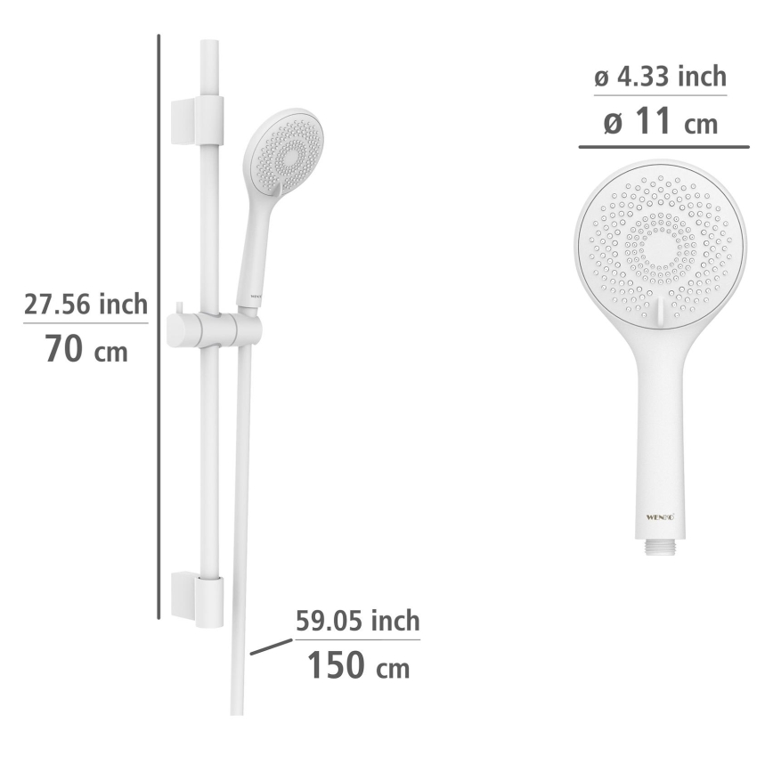 WENKO 24916100 - Komplet za tuš WATERSAVING SYSTEM, 70 cm, bel