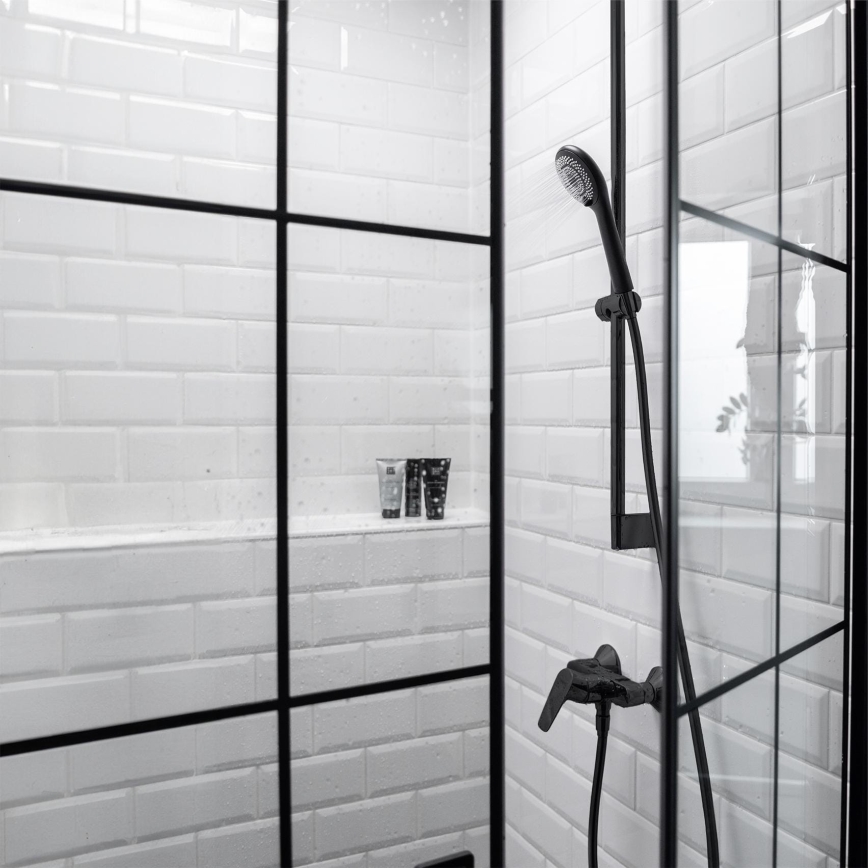 WENKO 24924100 - Tuš glava WATERSAVING SYSTEM 11x11 cm črna