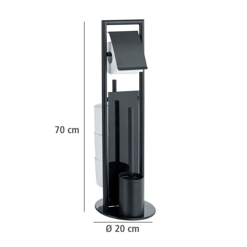 WENKO 24982800 - WC komplet RAVINA 20x70 cm nerjaveče jeklo/črna