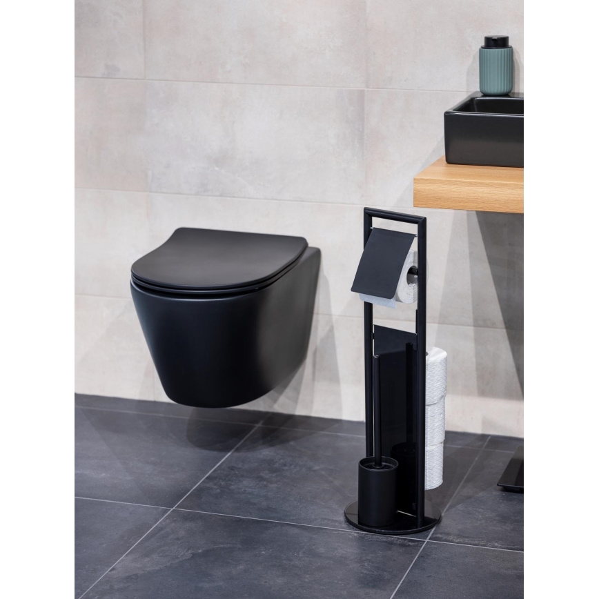 WENKO 24982800 - WC komplet RAVINA 20x70 cm nerjaveče jeklo/črna