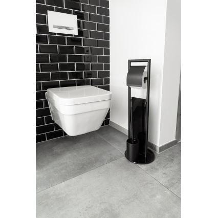 WENKO 24982800 - WC komplet RAVINA 20x70 cm nerjaveče jeklo/črna