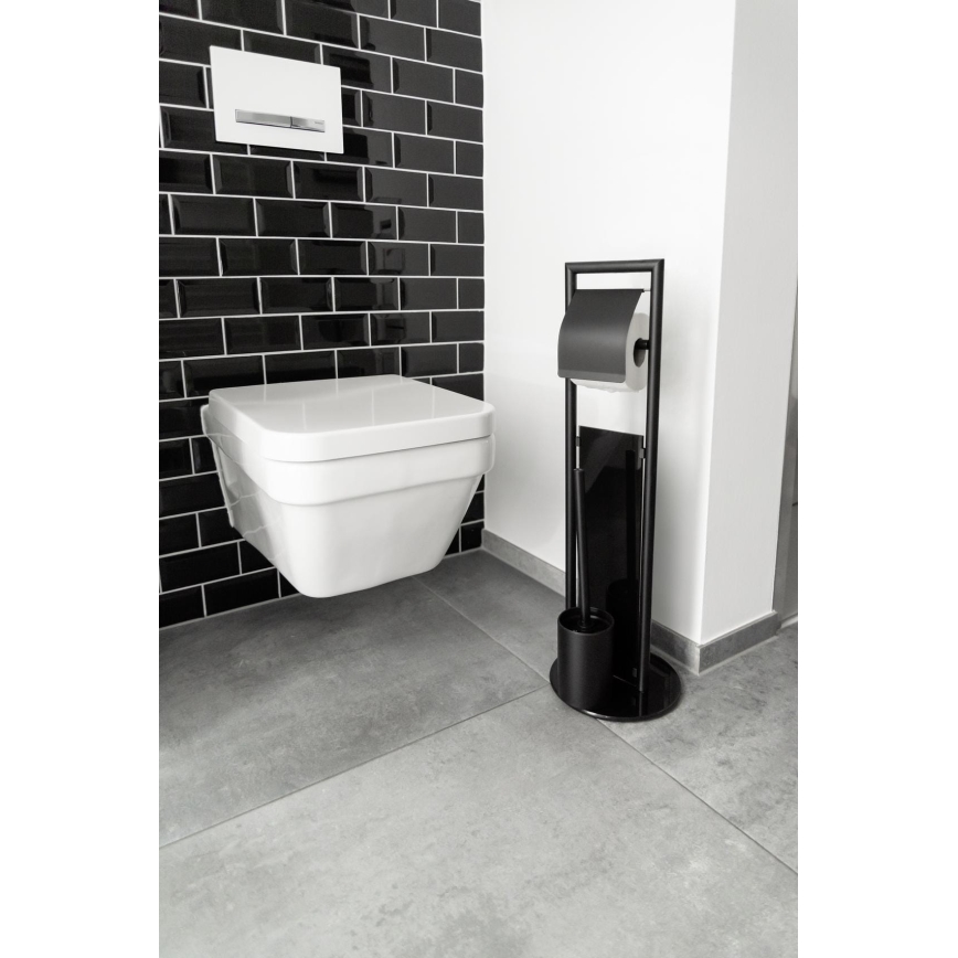 WENKO 24982800 - WC komplet RAVINA 20x70 cm nerjaveče jeklo/črna