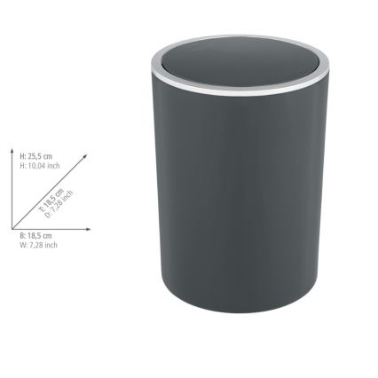 WENKO 25146100 - Koš INCA 18,5x25,5 cm antracit/sijajni krom