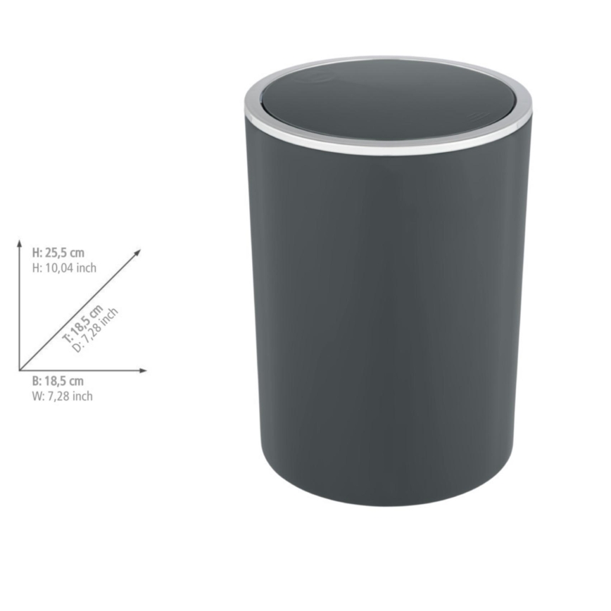 WENKO 25146100 - Koš INCA 18,5x25,5 cm antracit/sijajni krom
