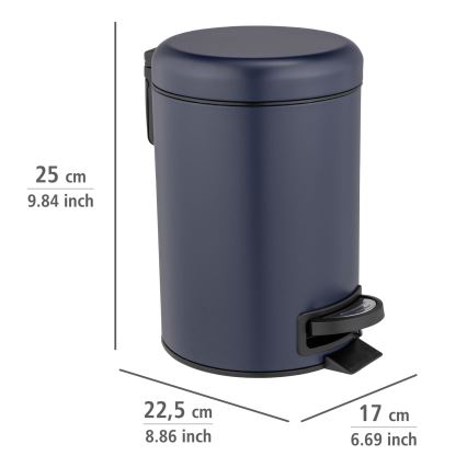 WENKO 25153100 - Koš za smeti LEMAN 17x25 cm modra/črna