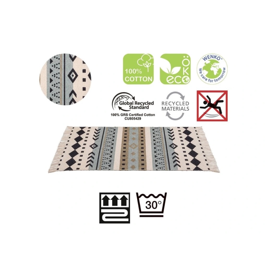 WENKO 25277100-Kopalniška preproga iz recikliranega bombaža 80x50 cm večbarvna