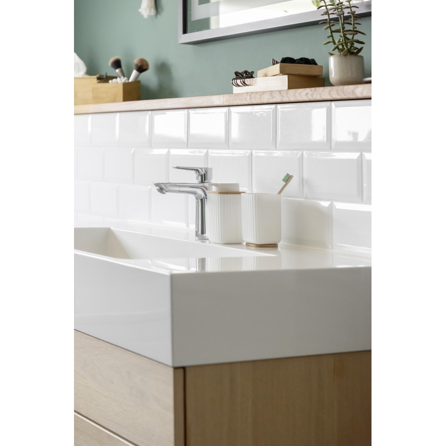 WENKO 25294100 - Dozator za milo ROTELLO 8,9x12,7 cm bela/rjava