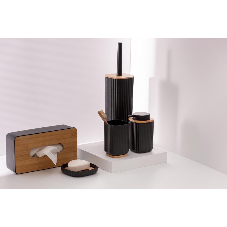 WENKO 25298100 - Dozator za milo ROTELLO 8,9x12,7 cm črna/rjava