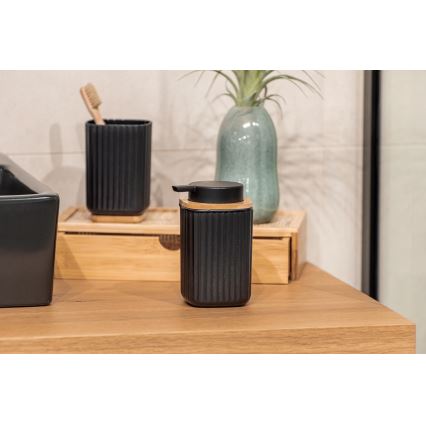 WENKO 25298100 - Dozator za milo ROTELLO 8,9x12,7 cm črna/rjava