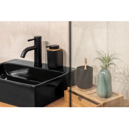 WENKO 25298100 - Dozator za milo ROTELLO 8,9x12,7 cm črna/rjava