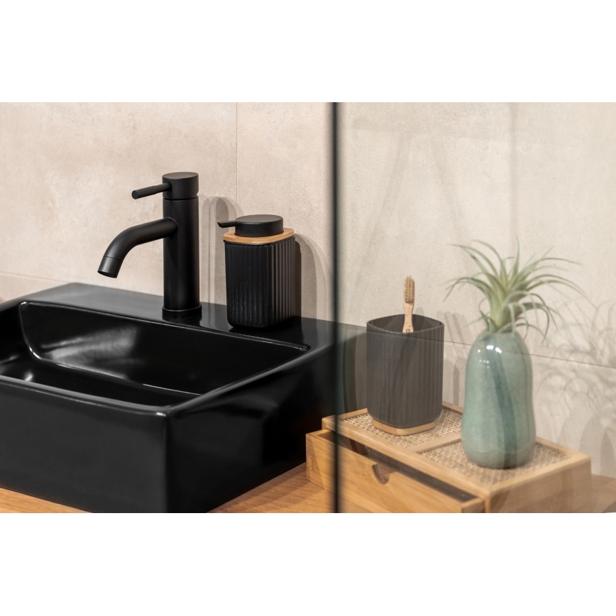 WENKO 25298100 - Dozator za milo ROTELLO 8,9x12,7 cm črna/rjava