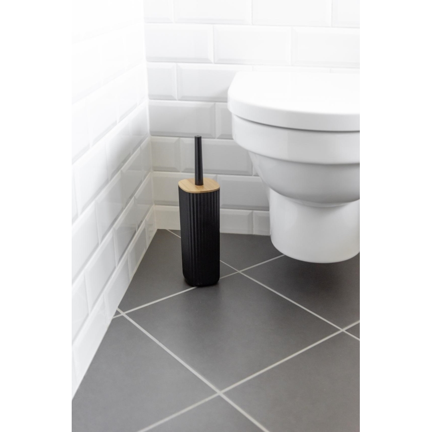 WENKO 25304100 - WC komplet ROTELLO 10x36 cm črna/rjava