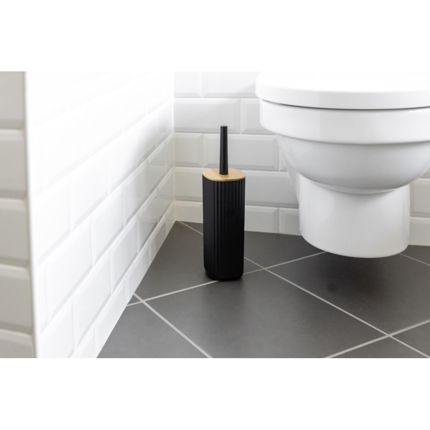 WENKO 25304100 - WC komplet ROTELLO 10x36 cm črna/rjava