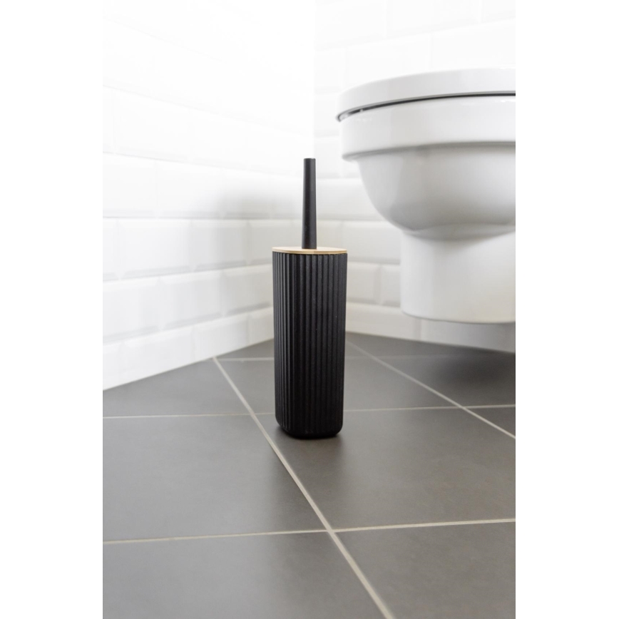 WENKO 25304100 - WC komplet ROTELLO 10x36 cm črna/rjava