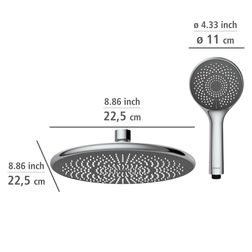 WENKO 25310100 - Komplet prhe WATERSAVING SYSTEM, nerjaveče jeklo/sijajni krom