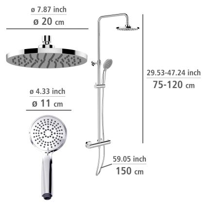 WENKO 25483100 - Tuš sistem WATERSAVING SYSTEM 120 cm sijajni krom