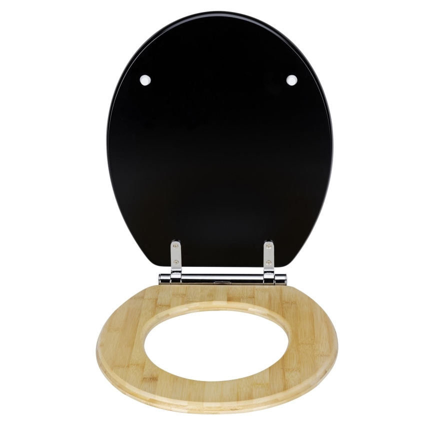 WENKO 25772100 - WC sedež BAMBUZA 37x44 cm črna/rjava/sijajni krom