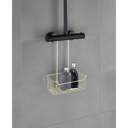 WENKO 25937100 - Koš za tuš MILO 25x36 cm nerjaveče jeklo/zlata/prozorna