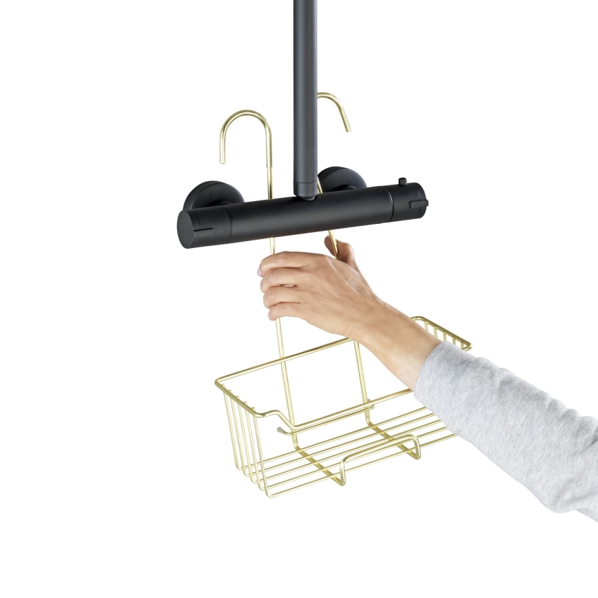 WENKO 25937100 - Koš za tuš MILO 25x36 cm nerjaveče jeklo/zlata/prozorna
